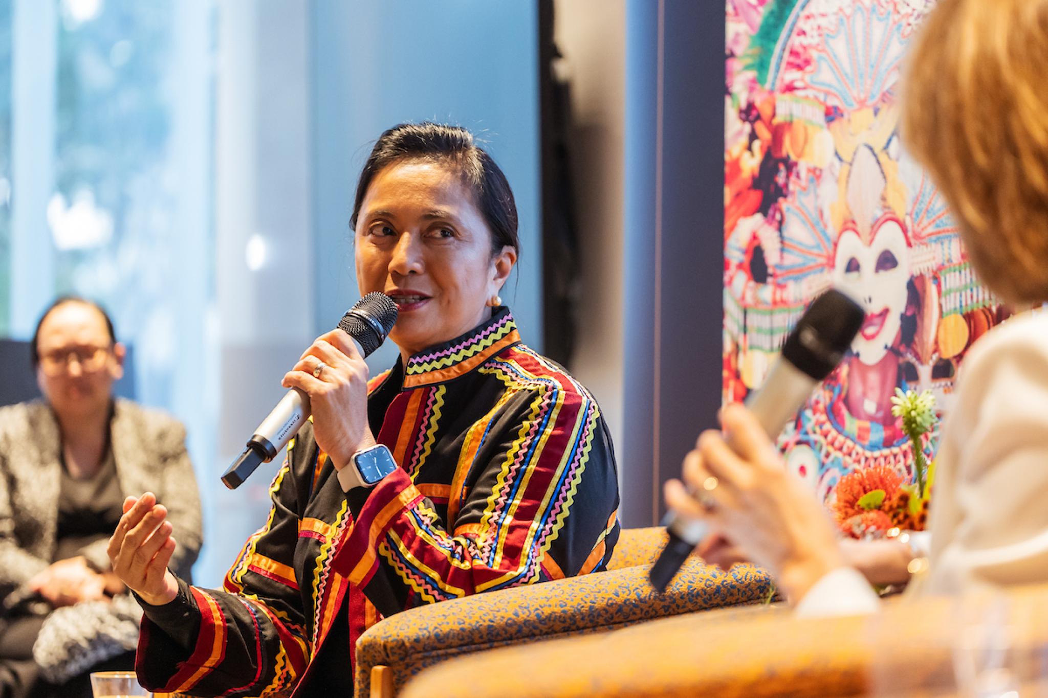 Former Philippines vice president Leni Robredo in conversation with Australian journalist Virginia Haussegger.