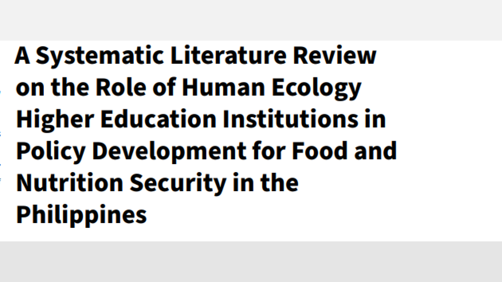 A Systematic Literature Review on the Role of Human Ecology _R.Dangcalan