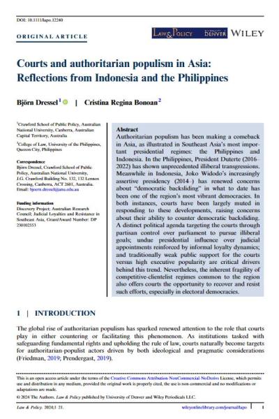Courts and authoritarian populism in Asia:Reflections from Indonesia and the Philippines