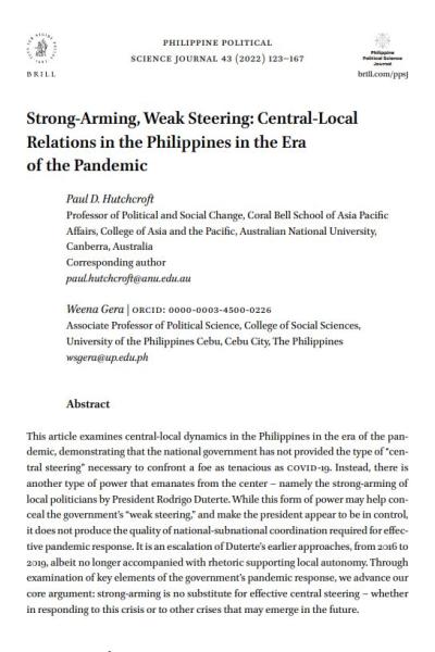 Strong-Arming, Weak Steering: Central-Local Relations in the Philippines in the Era of the Pandemic