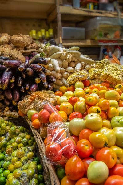 A colourful selection of Filipino fruit and vegetables at a local market